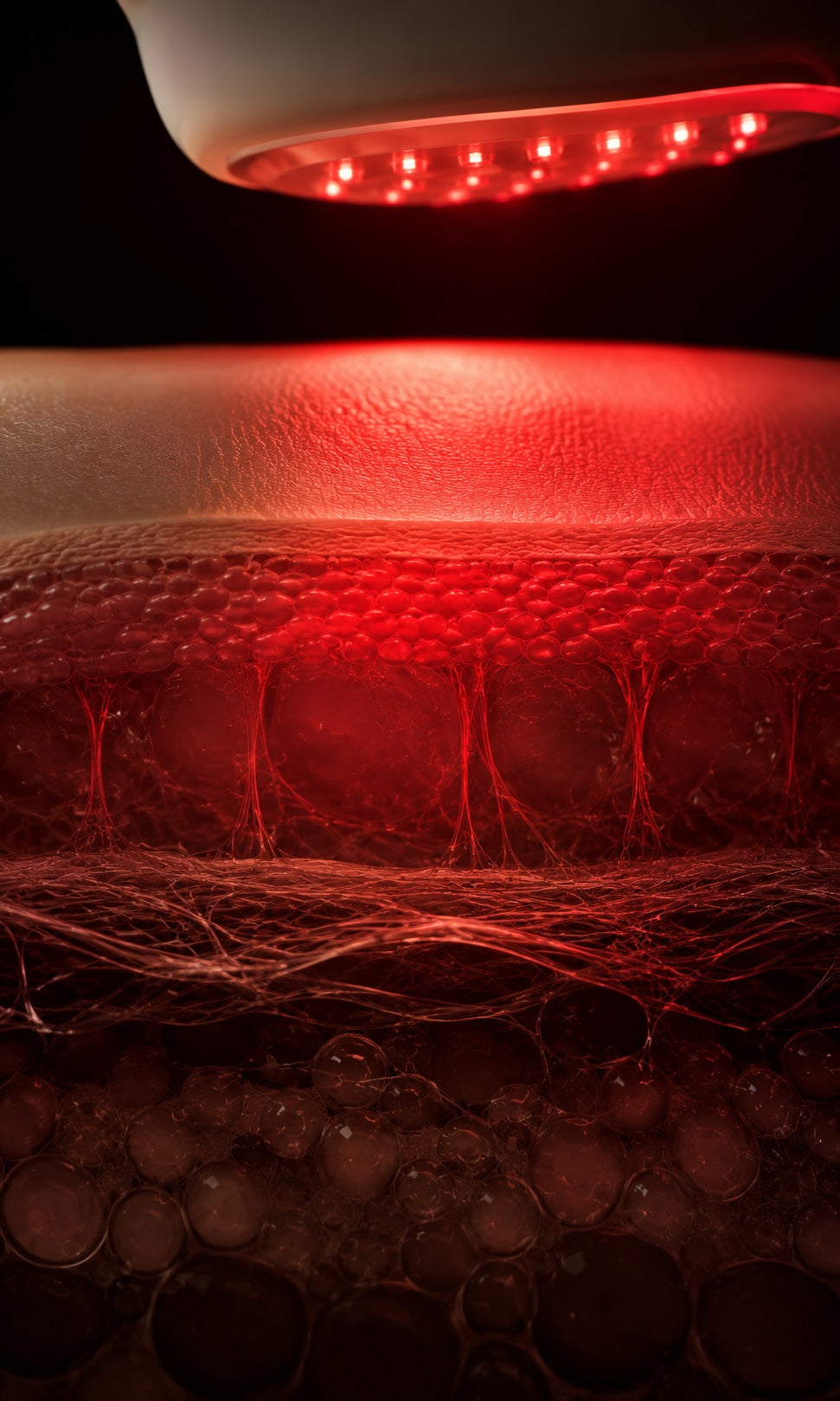 633nm wavelength meeting the skin surface