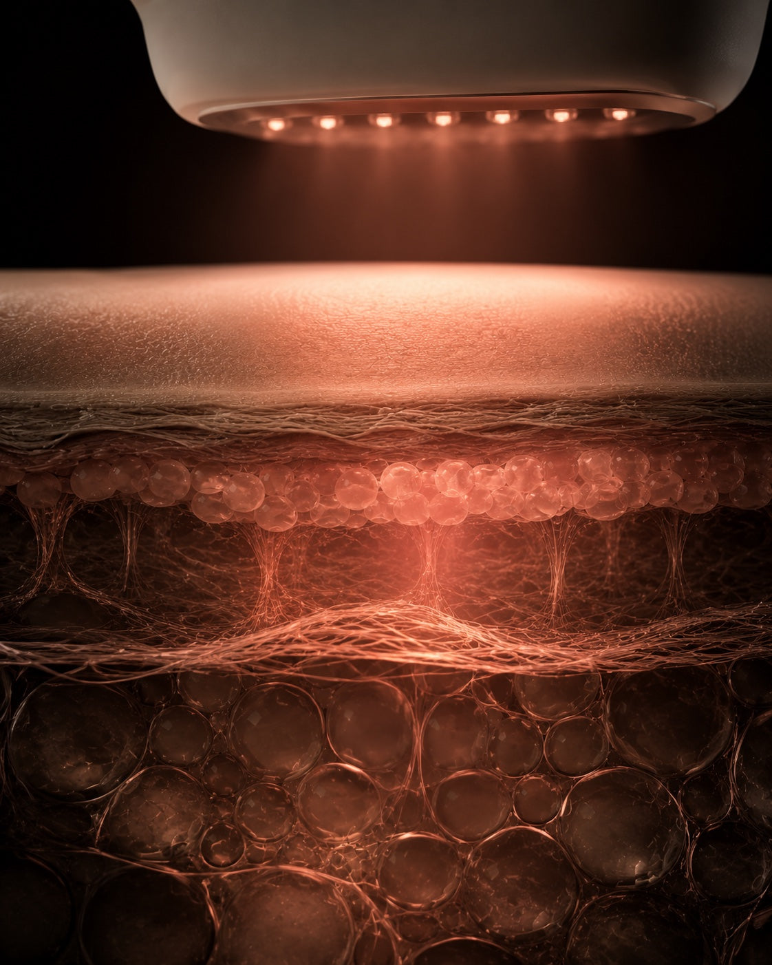 Near-infrared reaching deeper skin layers (cross-section)